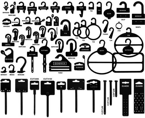 A selection of Injection Moulded Display Hooks and Hangers